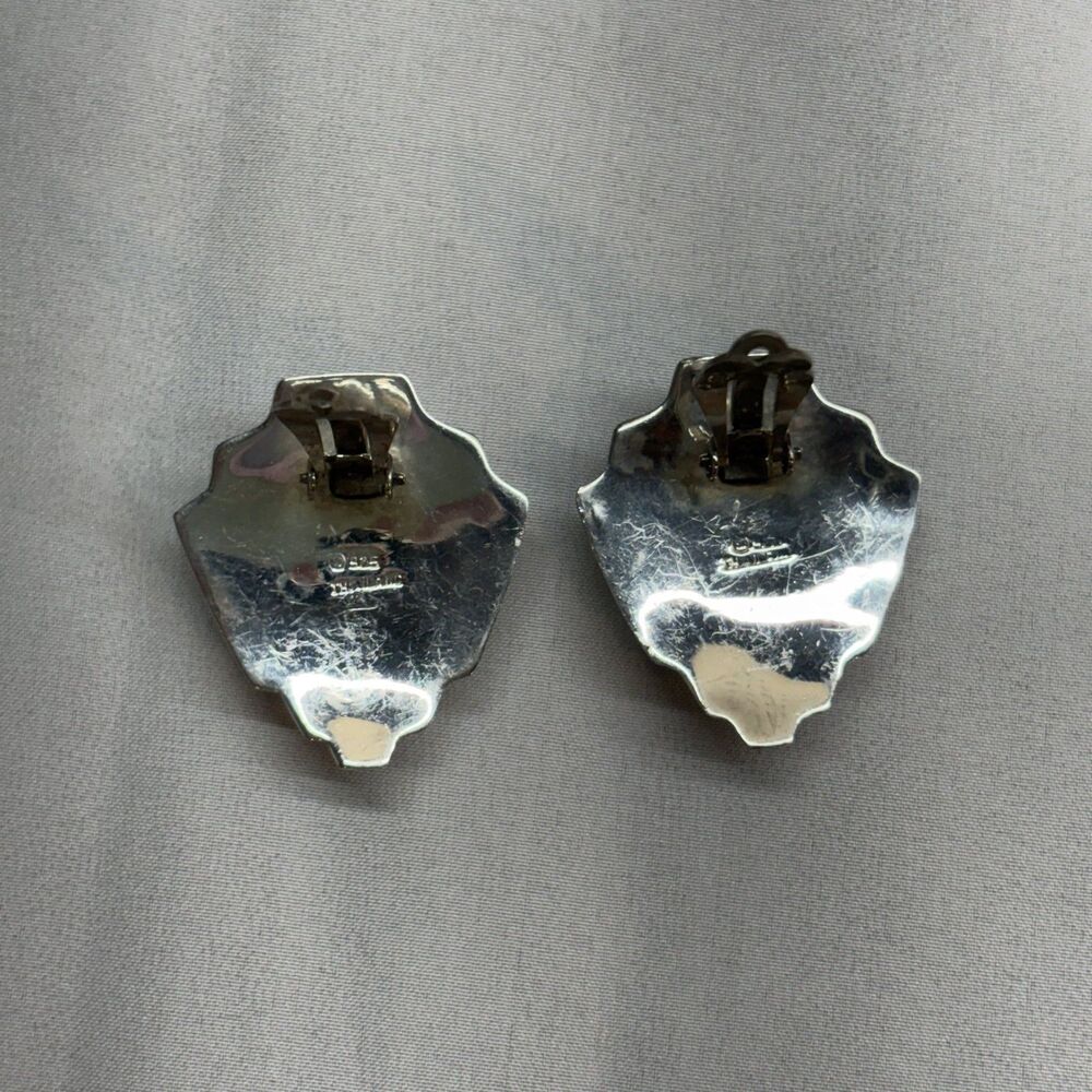 Vintage Sterling Silver Scallop Shell Clip On Earrings 925 Thailand 11.58g - Picture 5 of 7